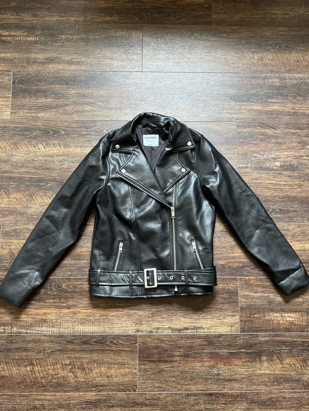Old Navy Faux Leather Black Bomber Moto Jacket Size XS